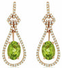 2.04CT DIAMOND & AAA PERIDOT 14KT ROSE GOLD 3D OVAL & ROUND TEAR DROP EARRINGS