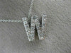 .38CT ROUND DIAMOND 14KT WHITE GOLD CLASSIC "W" INITIAL FLOATING PENDANT #18317