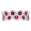 ESTATE WIDE 1.21CT DIAMOND & AAA RUBY 18KT WHITE GOLD 3D SWIRL ANNIVERSARY RING