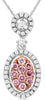 .42CT WHITE & PINK DIAMOND 14KT WHITE & ROSE GOLD OVAL & ROUND FLOATING PENDANT