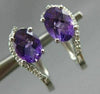 ESTATE 1.28CT DIAMOND & AMETHYST 18K WHITE GOLD SWIRL LEVERBACK HANGING EARRINGS