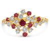 ESTATE WIDE .78CT DIAMOND AND AAA RUBY 14KT YELLOW GOLD 3D CLUSTER FUN RING