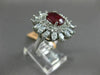 ESTATE LARGE 4.35CT DIAMOND & AAA RUBY 18KT WHITE GOLD ENGAGEMENT COCKTAIL RING