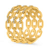 LARGE .13CT DIAMOND 14K YELLOW GOLD 3D MULTI OVAL LINK 3 ROW ANNIVERSARY RING