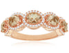 1.73CT DIAMOND & AAA MORGANITE 14KT ROSE GOLD OVAL 5 STONE HALO ANNIVERSARY RING