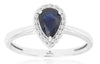 .98CT DIAMOND & AAA SAPPHIRE 14KT WHITE GOLD PEAR SHAPE & ROUND FRIENDSHIP RING