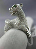 EXTRA LARGE 4.61CT DIAMOND & AAA TSAVORITE 18KT WHITE GOLD 3D TIGER PANTHER RING