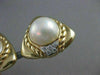 ESTATE LARGE DIAMOND MABE PEARL 14K YELLOW GOLD TRIANGLE EARRINGS CLIP ON #21688