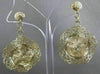 ESTATE LARGE 14KT YELLOW GOLD HANGING FLOWER FILIGREE HOOP EARRINGS 48MM #21557