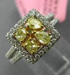 .88CT WHITE & FANCY YELLOW DIAMOND 18KT WHITE GOLD SQUARE FRIENSHIP PROMISE RING