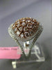 ESTATE LARGE 2.45CT PINK & WHITE DIAMOND 18KT 2 TONE GOLD MULTI SHAPE OVAL RING