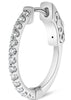 .35CT DIAMOND 14KT WHITE GOLD CLASSIC SHARED PRONG HUGGIE HOOP HANGING EARRINGS