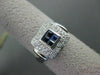 ESTATE WIDE .82CT DIAMOND & AAA SAPPHIRE 14KT WHITE GOLD 3D SQUARE RING #19474
