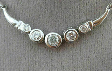 ESTATE .77CT DIAMOND 14K WHITE GOLD 3D CLASSIC 5 STONE GRADUATING BEZEL NECKLACE
