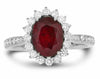 GIA 2.57CT DIAMOND & AAA RUBY 18K WHITE GOLD HALO SEMI ETERNITY ANNIVERSARY RING