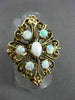 ANTIQUE EXTRA LARGE 1.40CT AAA OPAL 14KT YELLOW GOLD FILIGREE FUN RING #22962