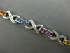ESTATE 4.18CT DIAMOND MULTI COLOR SAPPHIRE 14K WHITE GOLD X LOVE TENNIS BRACELET