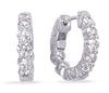 .49CT DIAMOND 14KT WHITE GOLD 3D ROUND SHARED PRONG HUGGIE HOOP HANGING EARRINGS