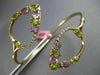 ESTATE LARGE 4.44CT DIAMOND AAA AMETHYST & PERIDOT 14K ROSE GOLD BANGLE BRACELET