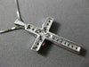ANTIQUE .30CT ROUND DIAMOND 14KT WHITE GOLD FLOWER CROSS PENDANT & CHAIN #16276