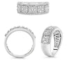 WIDE .64CT DIAMOND 14KT WHITE GOLD 3D ROUND & BAGUETTE WEDDING ANNIVERSARY RING