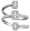 LARGE .90CT DIAMOND 18KT WHITE GOLD MULTI ROW SEMI ETERNITY RECTANGULAR FUN RING