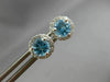 ESTATE 1.17CT DIAMOND & AAA BLUE TOPAZ 14KT WHITE GOLD ROUND HALO STUD EARRINGS
