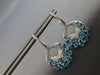 LARGE 3.98CT DIAMOND & AAA BLUE TOPAZ 14K WHITE GOLD CIRCULAR LEVERBACK EARRINGS