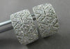 ESTATE WIDE .82CT DIAMOND 18KT WHITE GOLD FILIGREE HUGGIE EARRINGS UNIQUE #16574
