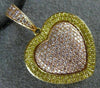 LARGE .80CT WHITE & FANCY YELLOW DIAMOND 18K WHITE & ROSE GOLD 3D HEART PENDANT