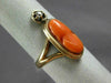 ANTIQUE WIDE .03CT DIAMOND & AAA CORAL 14KT YELLOW GOLD 3D PORTRAIT RING #22349