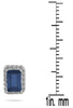 1.25CT DIAMOND & AAA SAPPHIRE 14KT WHITE GOLD EMERALD CUT & ROUND STUD EARRINGS