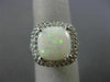 ESTATE LARGE 4.14CT DIAMOND & AAA OPAL 14K WHITE GOLD 3D SQUARE DOUBLE HALO RING