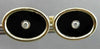 ANTIQUE .16CT OLD MINE DIAMOND & AAA OVAL ONYX 14K YELLOW GOLD CUFF LINKS #23084