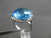 ESTATE EXTRA LARGE 13.98CT DIAMOND & AAA BLUE TOPAZ 14K WHITE GOLD FILIGREE RING