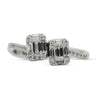 ESTATE .56CT ROUND & BAGUETTE DIAMOND 18K WHITE GOLD 2 STONE CRISS CROSS RING