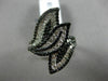 ESTATE LARGE 2.38CT ROUND DIAMOND 14KT WHITE & BLACK GOLD 3D MULTI LEAF FUN RING