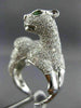 EXTRA LARGE 4.61CT DIAMOND & AAA TSAVORITE 18KT WHITE GOLD 3D TIGER PANTHER RING