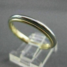 ESTATE PLATINUM & 18KT YELLOW GOLD3D PLAIN MILGRAIN WEDDING BAND RING 3MM #21863