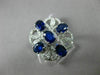 ESTATE LARGE 2.48CT DIAMOND & SAPPHIRE 18K WHITE GOLD 3D SQUARE FLOWER LOVE RING