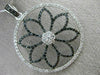 LARGE 1.07CT WHITE & BLACK DIAMOND 14KT TWO TONE GOLD 3D CIRCULAR FLOWER PENDANT
