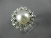 ANTIQUE LARGE 1.25CT DIAMOND & AAA SOUTH SEA PEARL 14KT WHITE GOLD 3D RING #848