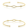 .18CT DIAMOND 14KT YELLOW GOLD CLASSIC OPEN GEOMETRICAL FLEXIBLE BANGLE BRACELET