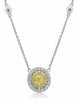 ESTATE .80CT WHITE & FANCY YELLOW DIAMOND 18KT 2 TONE GOLD DOUBLE HALO NECKLACE