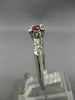 ANTIQUE WIDE .53CT DIAMOND & RUBY 14K WHITE GOLD FISH TAIL ENGAGEMENT RING 27642