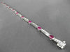ANTIQUE 4.54CTW DIAMOND & AAA OVAL RUBY 14KT WHITE GOLD CHANNEL BRACELET #19757
