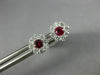ESTATE .63CT DIAMOND & AAA RUBY 18KT WHITE GOLD 3D CLUSTER FLOWER STUD EARRINGS