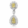4.80CT WHITE & FANCY YELLOW DIAMOND 18K TWO TONE GOLD TEAR DROP HANGING EARRINGS