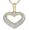 ESTATE .14CT DIAMOND 14KT YELLOW GOLD DOUBLE ROW CLASSIC OPEN HEART LOVE PENDANT