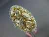 ESTATE LARGE 4.13CT WHITE & FANCY YELLOW DIAMOND 18KT GOLD 3D OVAL CLUSTER RING